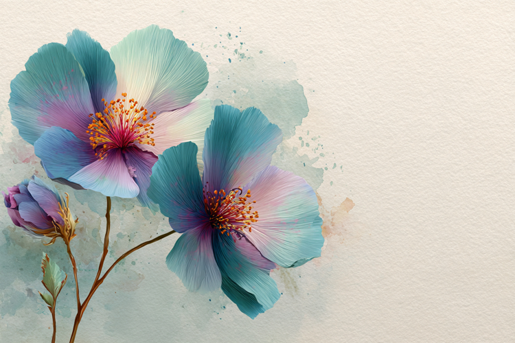 Watercolor Flowers With Space Background 3