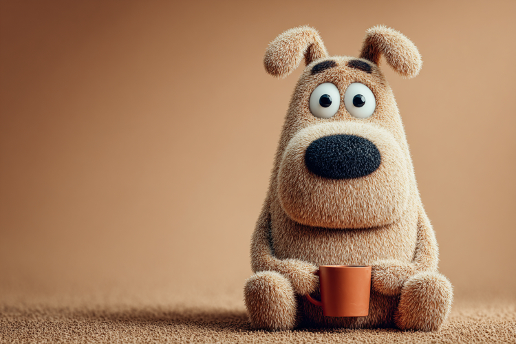 Cute Dazzle Puppy Tea Coffee Break 3d Image 03