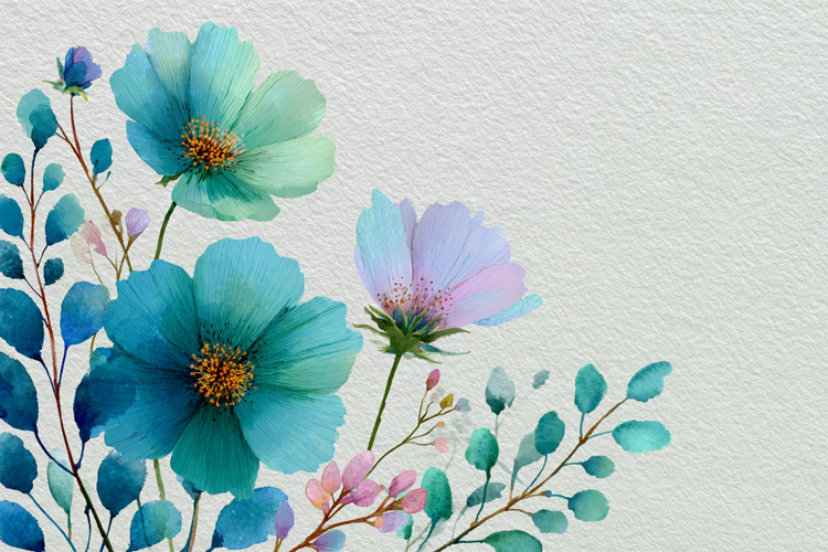 Watercolor Flowers With Space Background 4