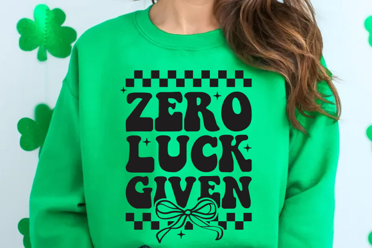 Zero Luck Given SVG | Retro St Patricks Day Coquetter Bow