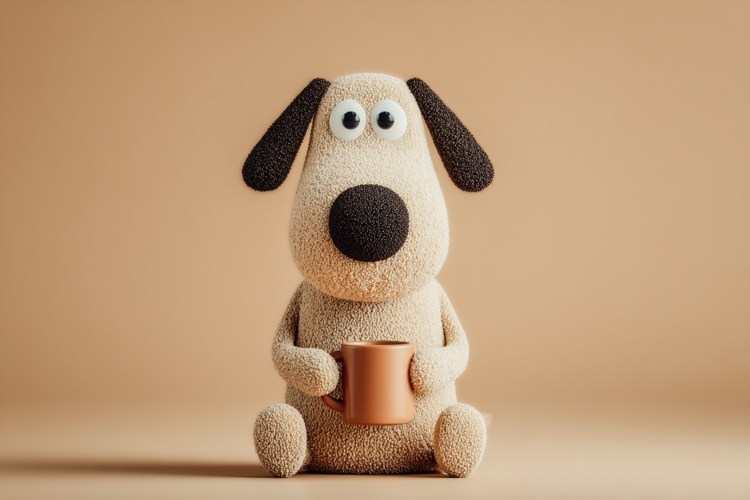 Cute Dazzle Puppy Tea Coffee Break 3d Image 04