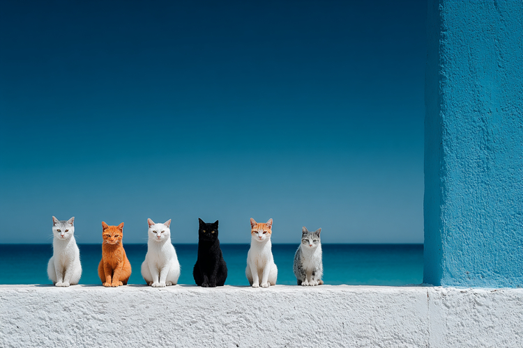 Cats by The Sea Background Wallpaper 4