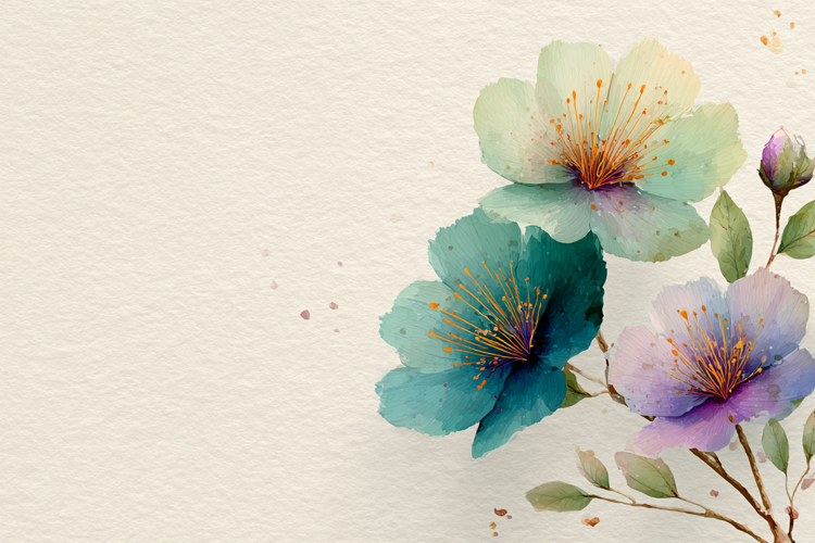 Watercolor Flowers With Space Background 5