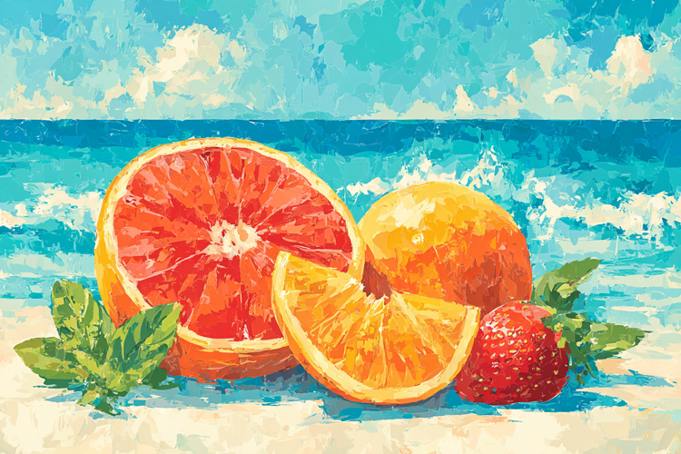Summer Beach Fruit Art Background Design 05