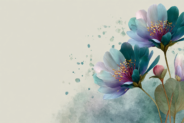 Watercolor Flowers With Space Background 6