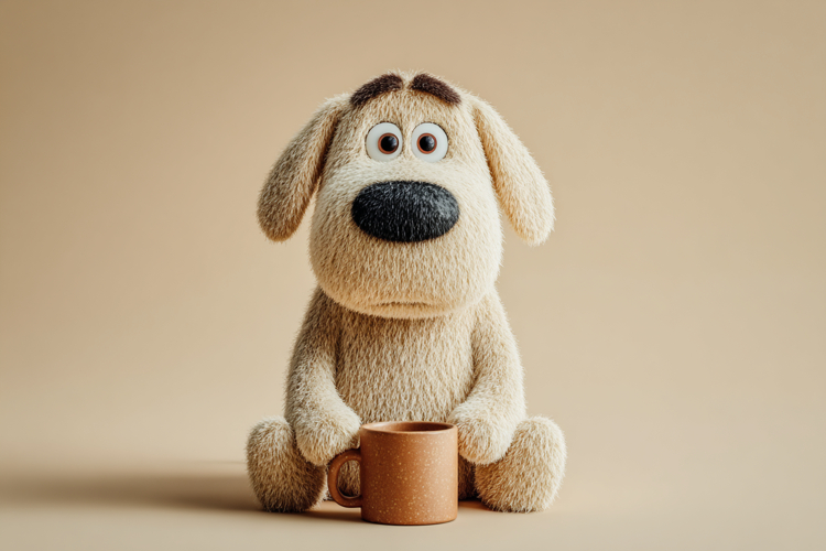 Cute Dazzle Puppy Tea Coffee Break 3d Image 06