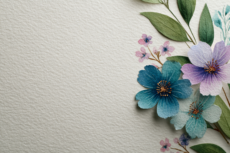 Watercolor Flowers With Space Background 7