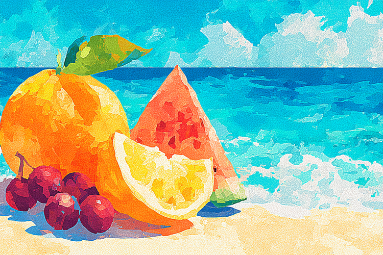 Summer Beach Fruit Art Background Design 07