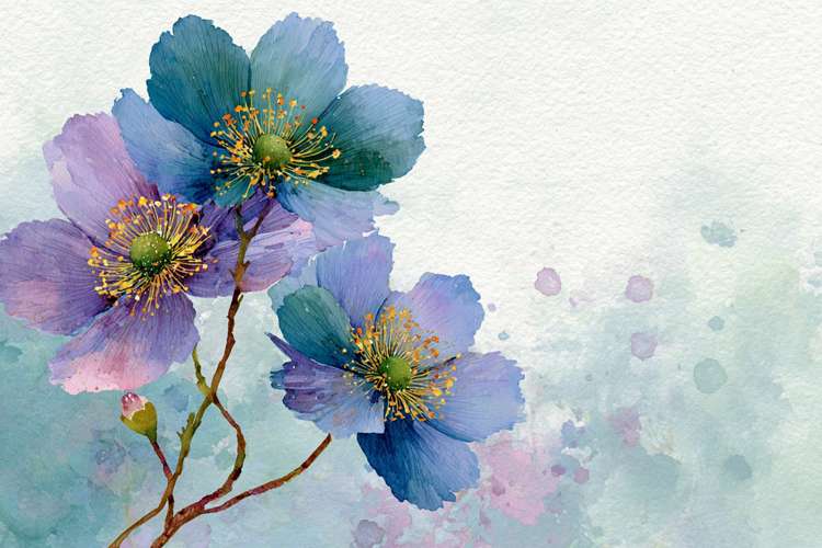 Watercolor Flowers With Space Background 8