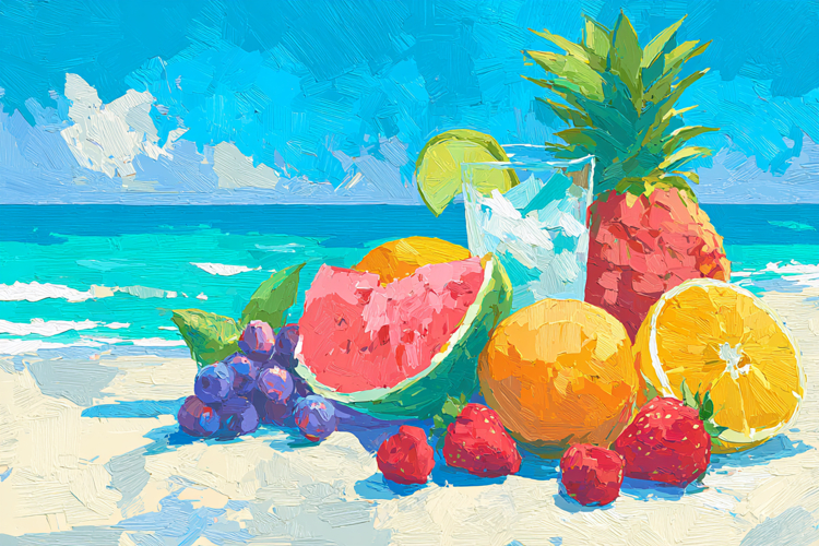 Summer Beach Fruit Art Background Design 09