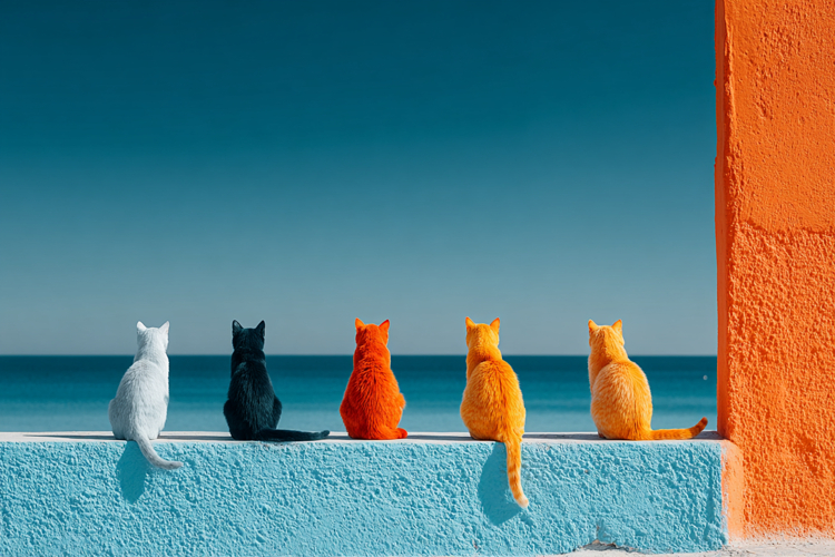 Cats by The Sea Background Wallpaper 8