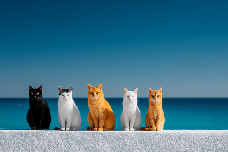 Cats by The Sea Background Wallpaper 9