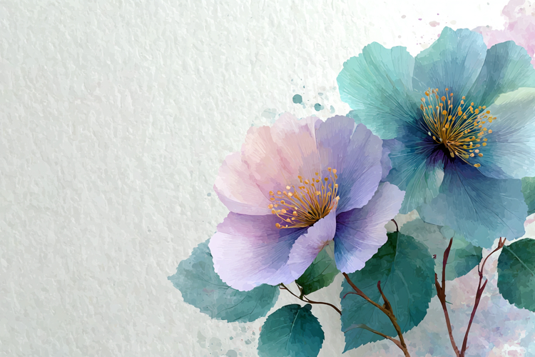 Watercolor Flowers With Space Background 9