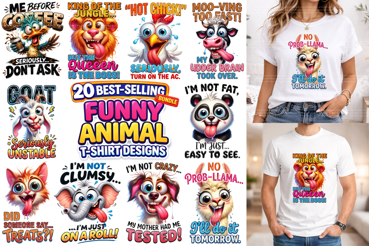 Funny Animal Sublimation PNG Design