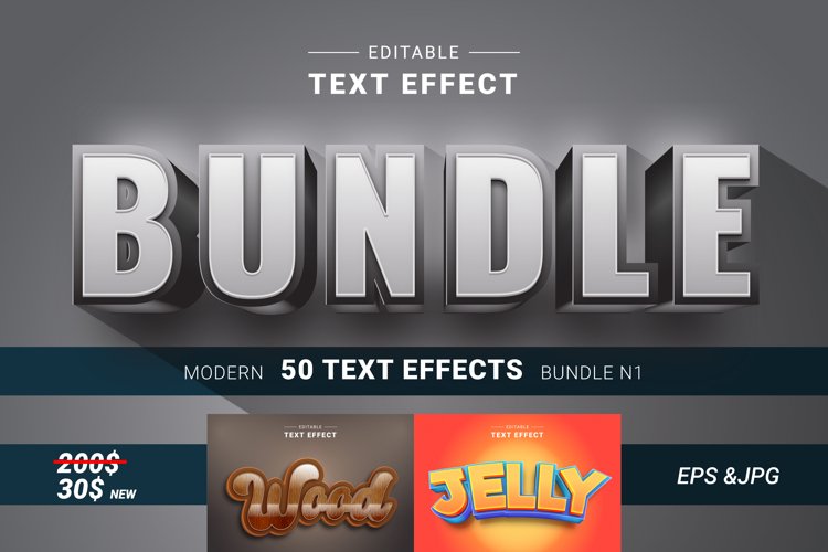 Editable Text Effects Bundle for Illustrator. Vector files