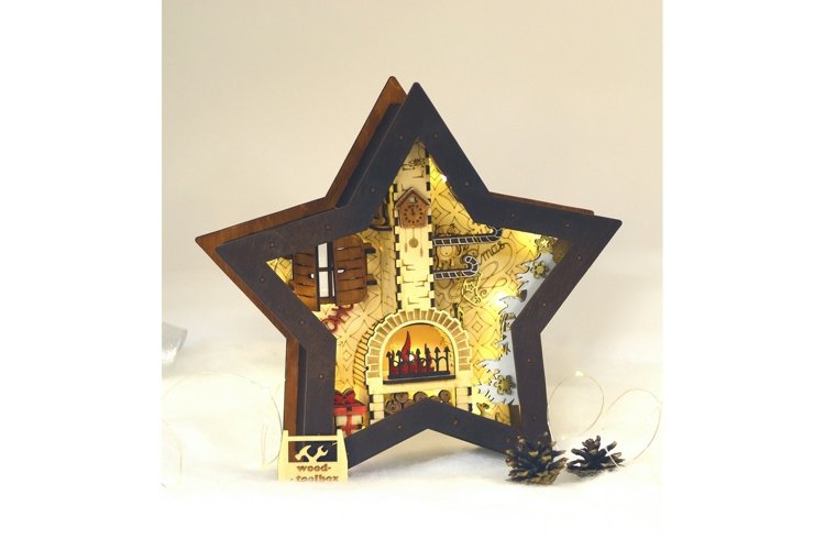 Christmas star - laser files, Illuminated christmas scene example image 1