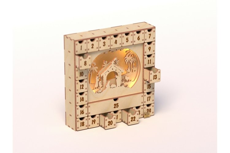 Nativity scene advent calendar laser files design for cnc