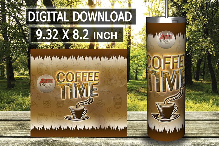 Coffee Time 20oz Skinny Tumbler Wrap Png Coffee time