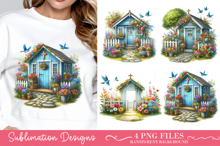 Christian Watercolor Garden Shed Clipart