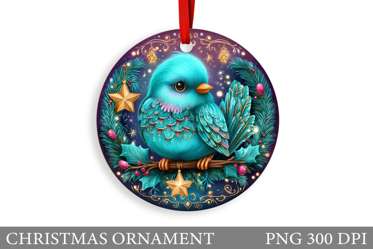 Cute Bird Christmas Ornament. Christmas Sublimation
