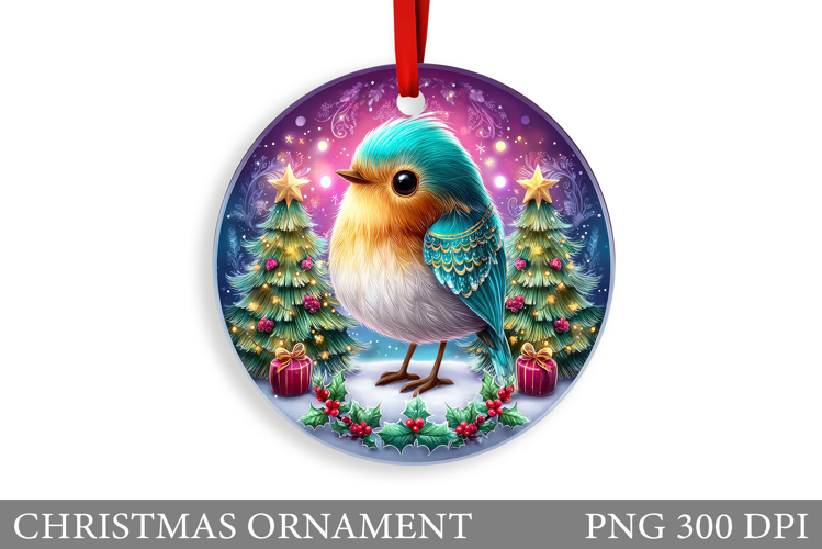 Cute Bird Christmas Ornament. Christmas Sublimation