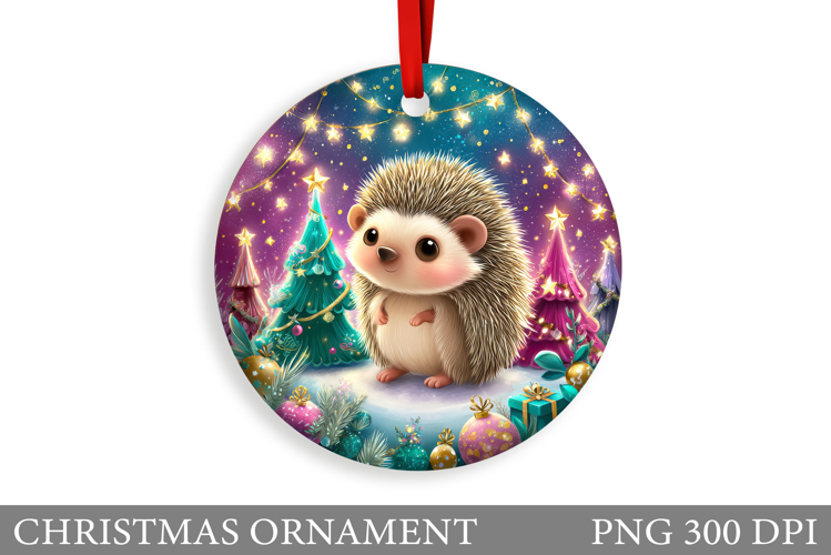 Cute Hedgehog Christmas Ornament. Cute Hedgehog Sublimation