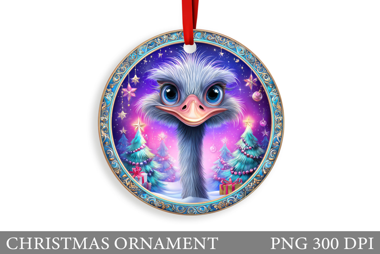Ostrich Christmas Ornament. Christmas Ostrich Sublimation