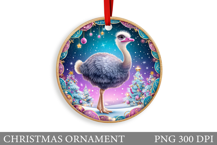 Ostrich Christmas Ornament. Christmas Ostrich Sublimation