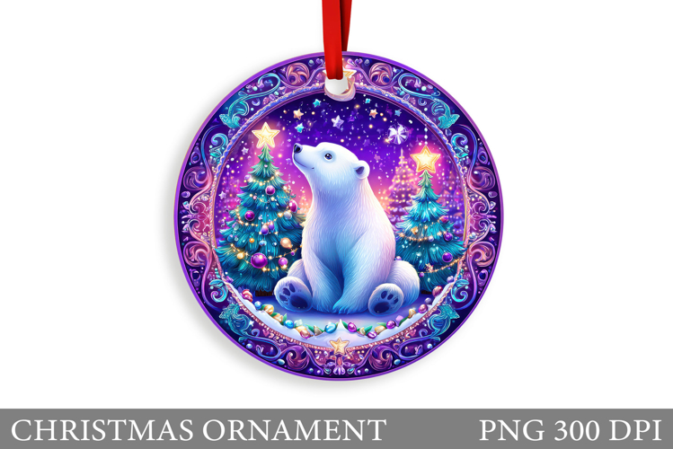Polar Bear Christmas Ornament. Christmas Bear Sublimation
