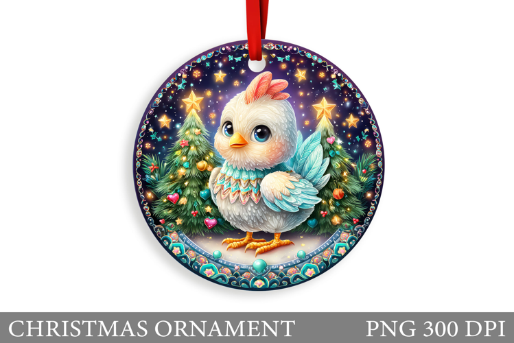 Cute Chicken Christmas Ornament. Christmas Sublimation