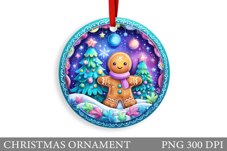 Gingerbread Christmas Ornament. Cute Raccoon Sublimation