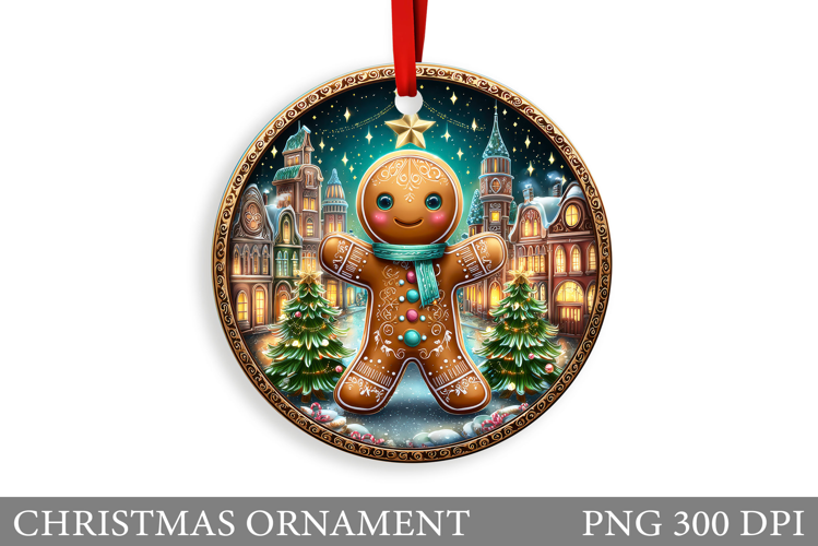 Gingerbread Christmas Ornament. Cute Raccoon Sublimation
