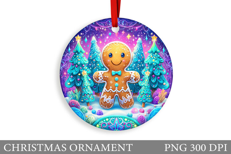 Gingerbread Christmas Ornament. Cute Raccoon Sublimation example image 1