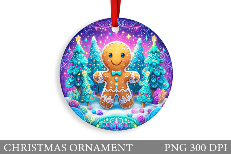 Gingerbread Christmas Ornament. Cute Raccoon Sublimation