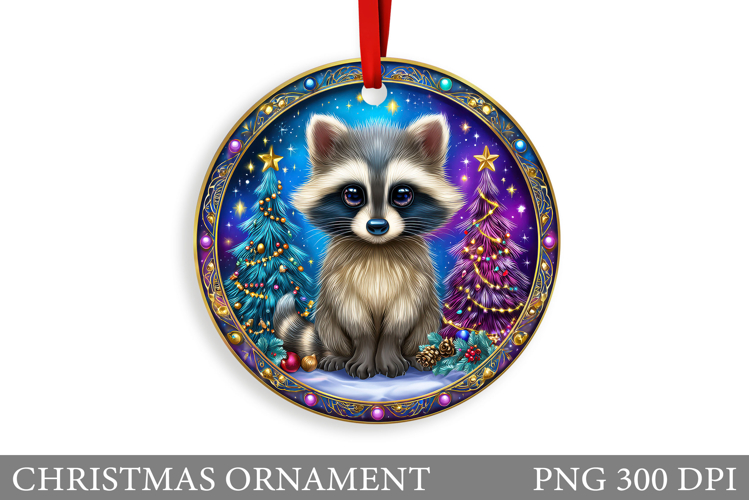 Cute Raccoon Christmas Ornament. Cute Raccoon Sublimation