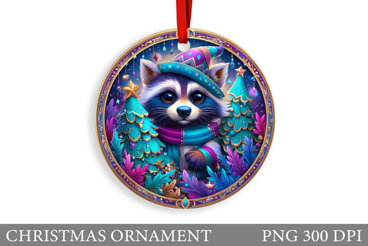 Cute Raccoon Christmas Ornament. Cute Raccoon Sublimation