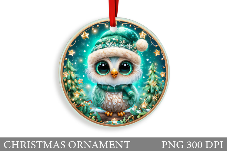 Christmas Owl Christmas Ornament. Christmas Owl Sublimation