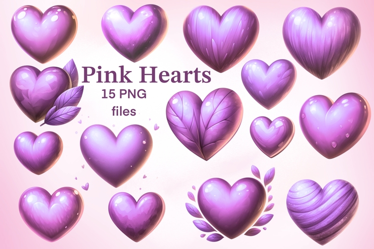 Pink Hearts bundle. Pink hearts PNG clipart