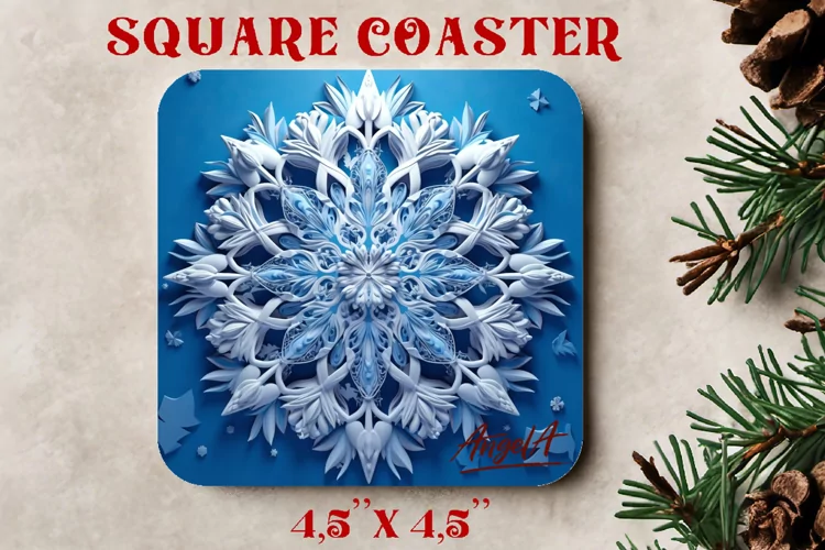 Christmas square coaster sublimation / snowflake sublimation