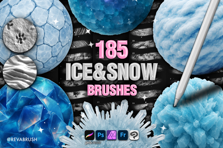 185 Procreate 185 Snow Winter Ice Cold Texture brushes
