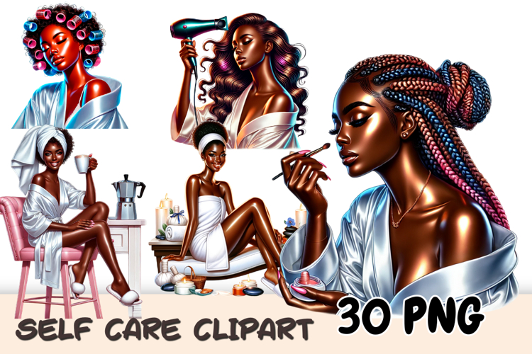 Self Care Clipart, Self Love Png, Afro Girl Spa Time