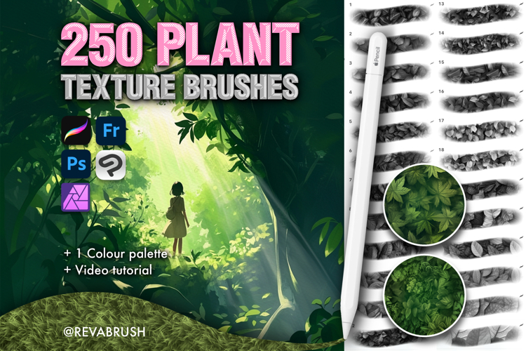 250 Procreate Plant Grass Texture brushes