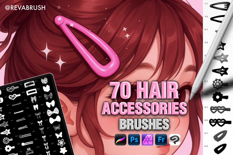 Procreate Hair Accessories stamp brushes