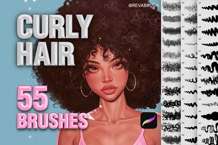 55 Procreate Curly Hair Hairstyle Brushes