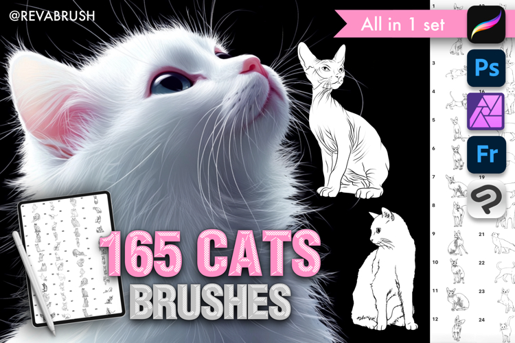 165 Procreate Cat Animal stamp brushes