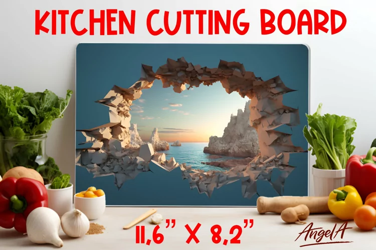 Kitchen cutting boards sublimation / nature scene, mountains