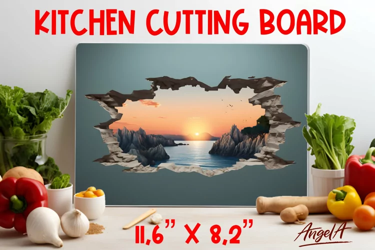 3d Kitchen cutting boards sublimation / nature scene, sunset