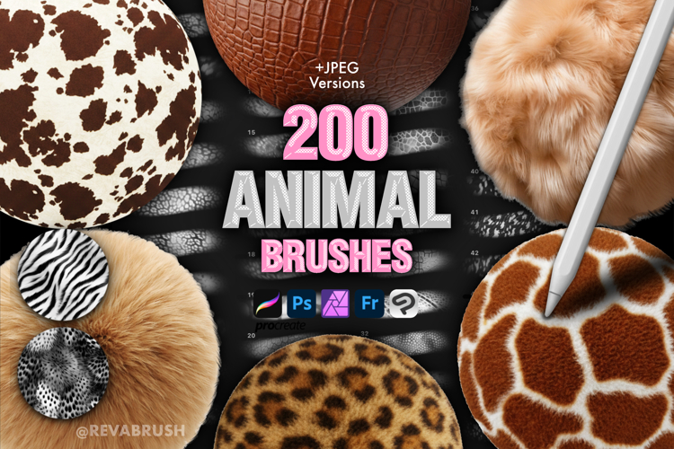 200 Procreate Animal Wild Fur Textures brushes