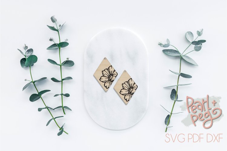 Floral Blossom Diamond Laser Engraved Earring File