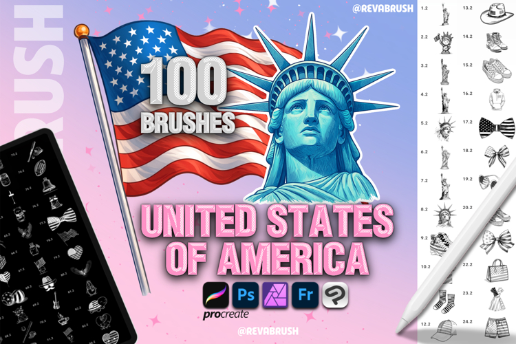 Procreate United States of America -4 of July brushes